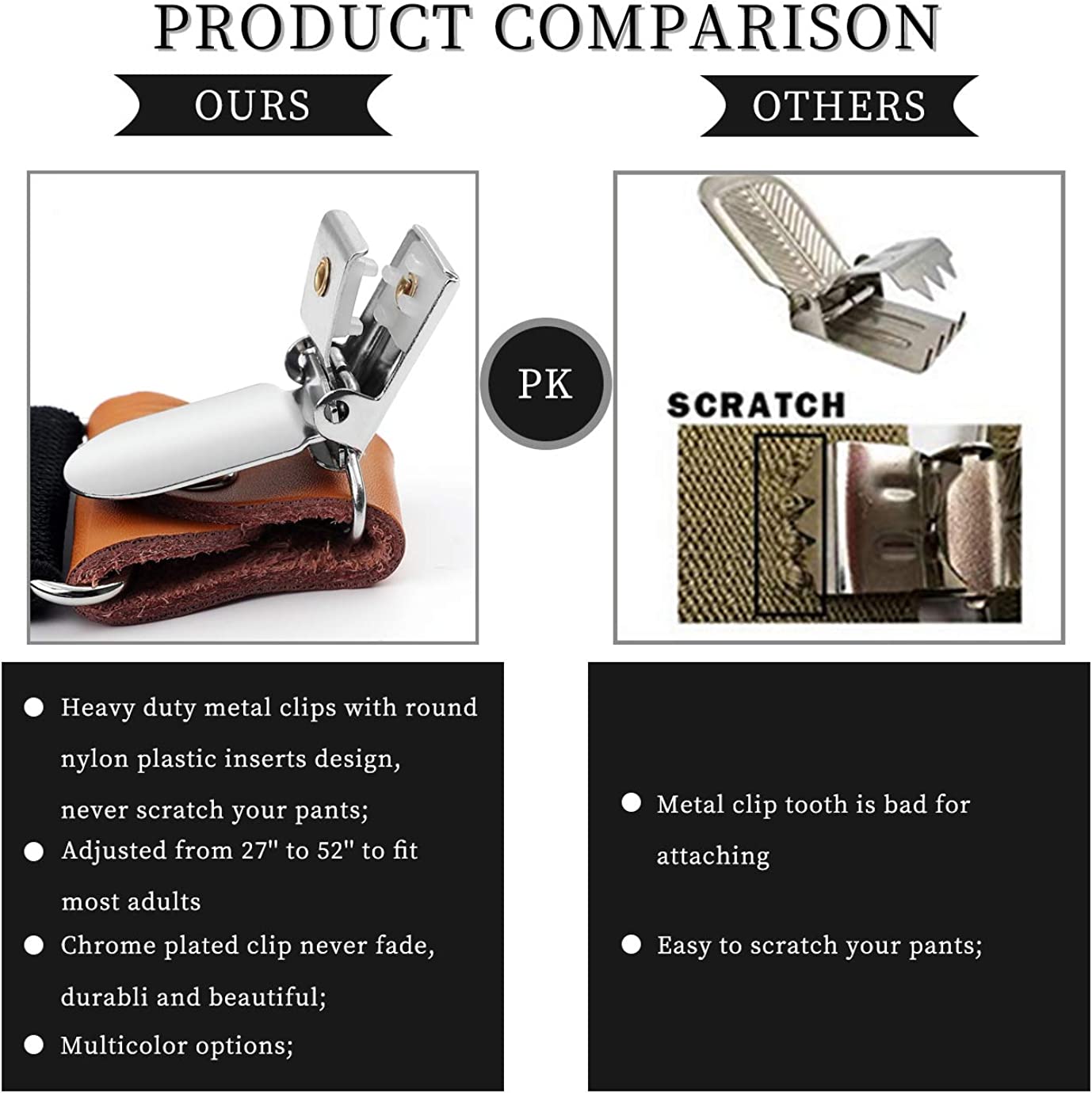 X Shaped Adjustable Suspender With 4 Clips A Navy Blue