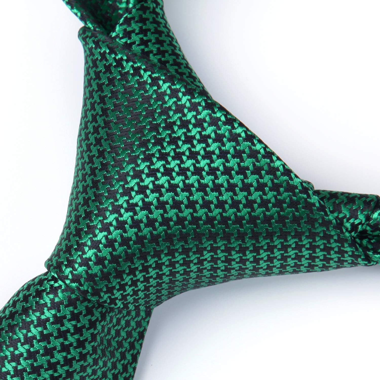Houndstooth Tie Handkerchief Set - A-04 GREEN HOUNDSTOOTH