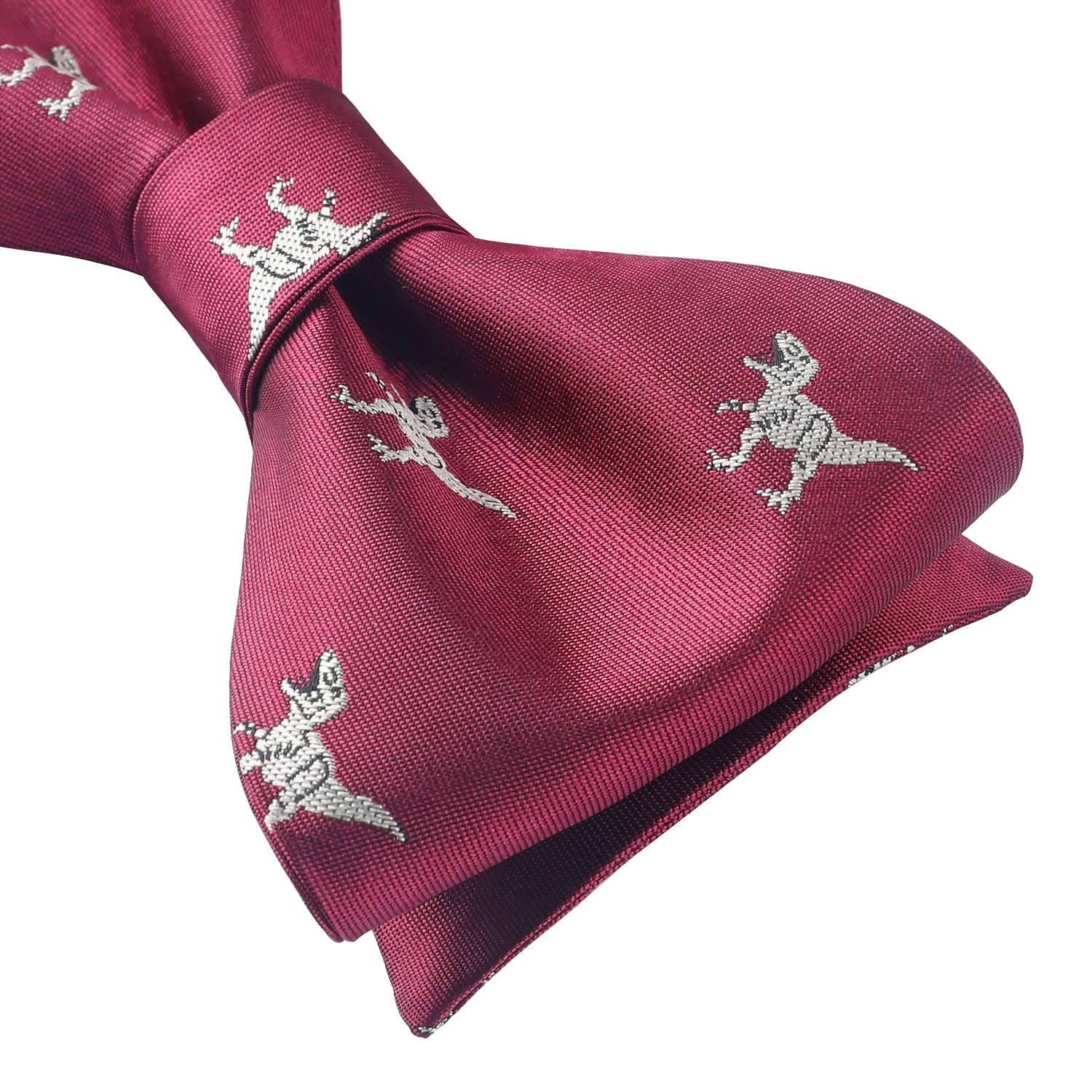 Fun Animal Bow Tie & Pocket Square - DINASOUR/BURGUNDY