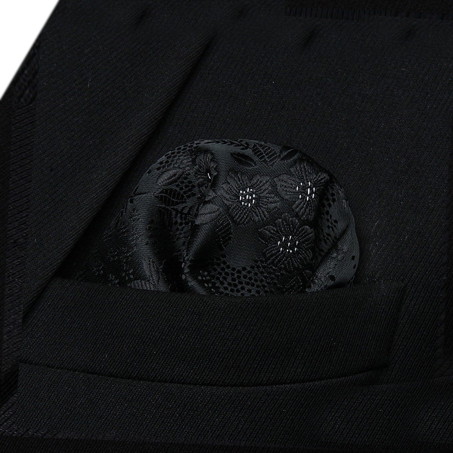 Paisley Floral Suspender Pre Tied Bow Tie Handkerchief A2 Black