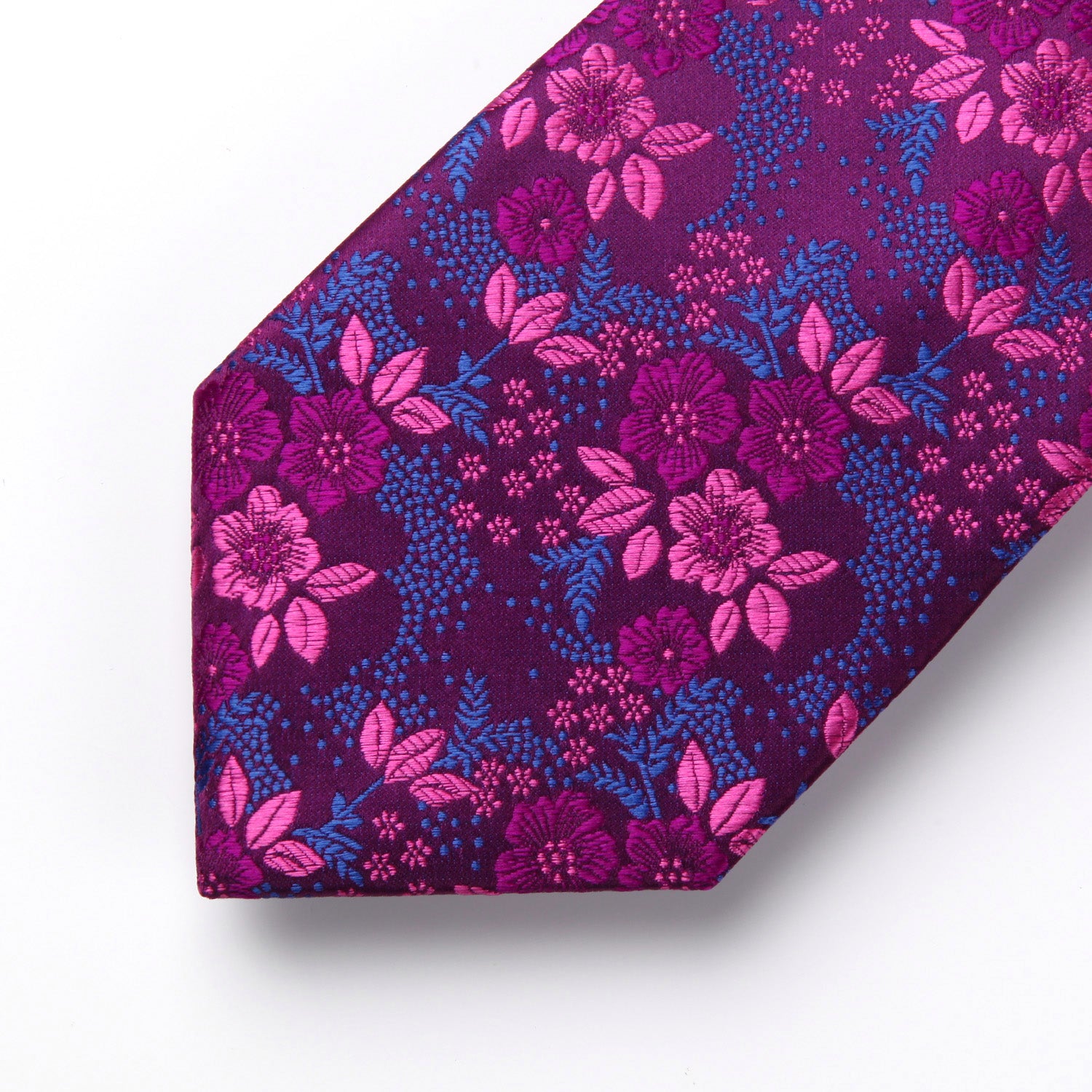 Floral Tie Handkerchief Set - 04-HOT PINK/BLUE