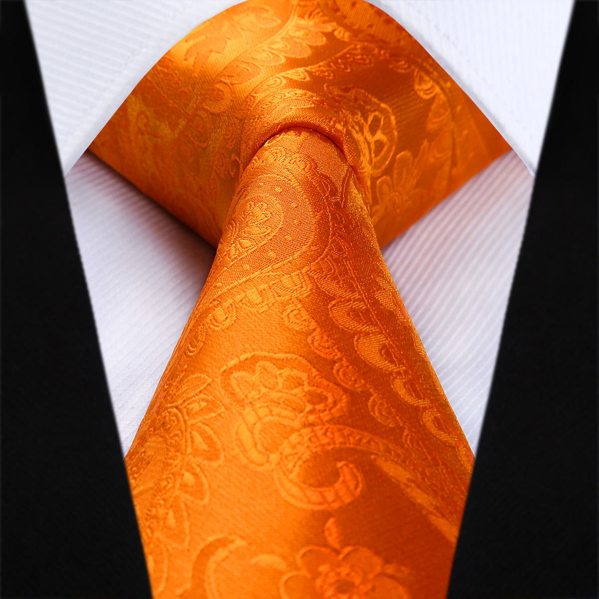 Hisdern Orange Paisley Tie Set For Groomsmen