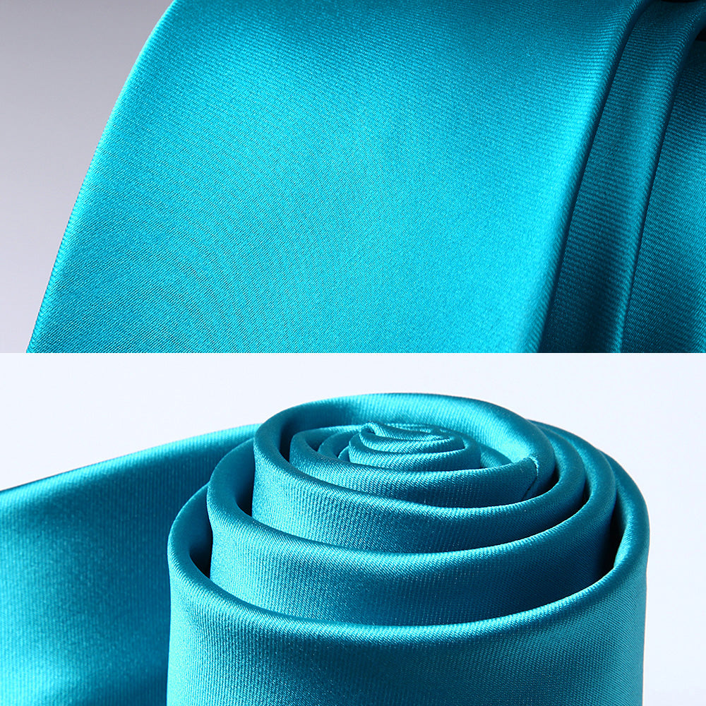 Solid Tie Handkerchief Set - B1-AQUA
