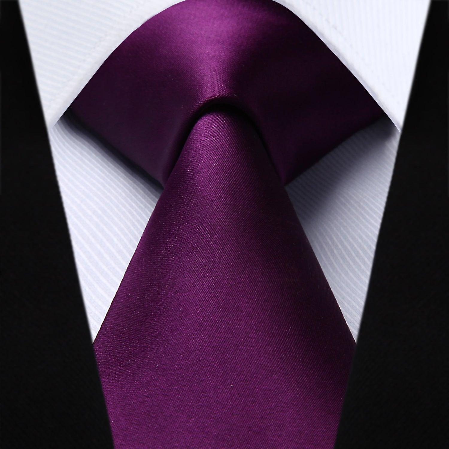 Hisdern Eggplant Purple Solid Men's Tie Set for Formal & Wedding