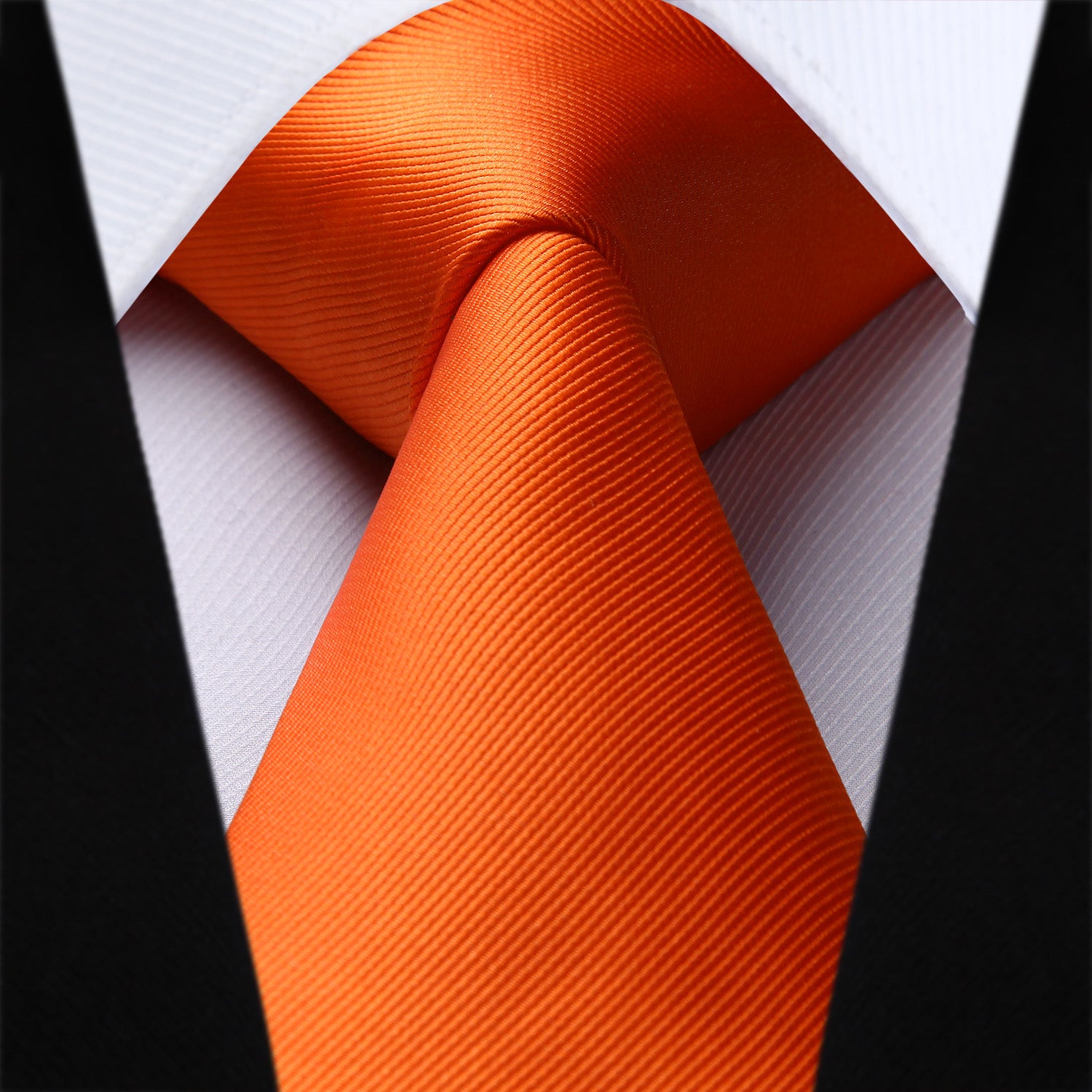 Hisdern Orange Solid Men's Tie Set for Formal & Wedding