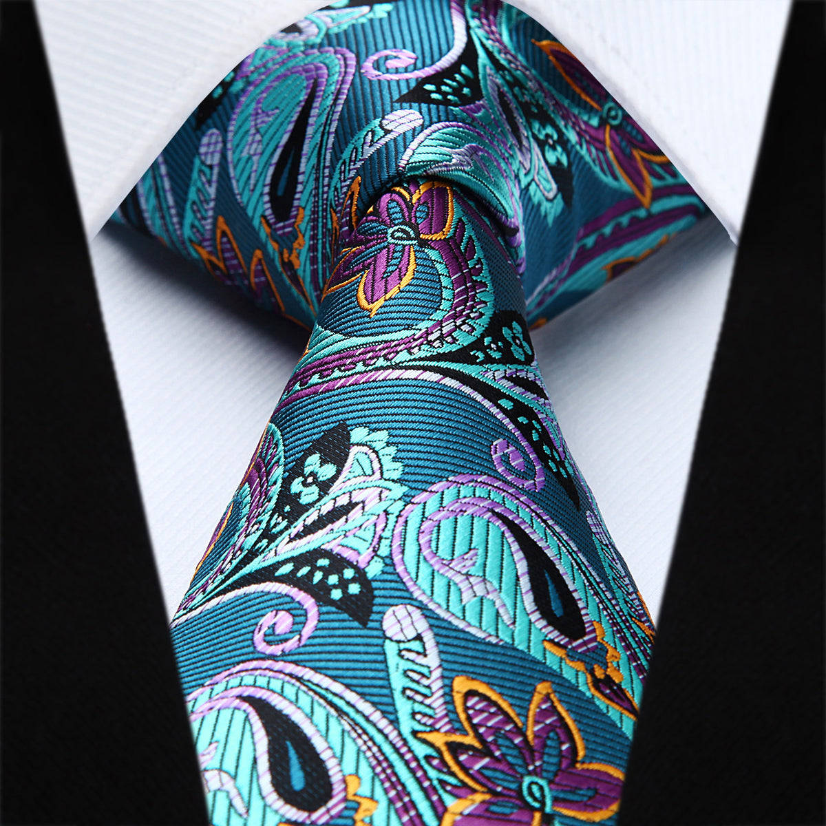 Elegant Teal & Purple Paisley Women\'s Neck Accessory with Jewel Accents Purple Paisley Women main image 4