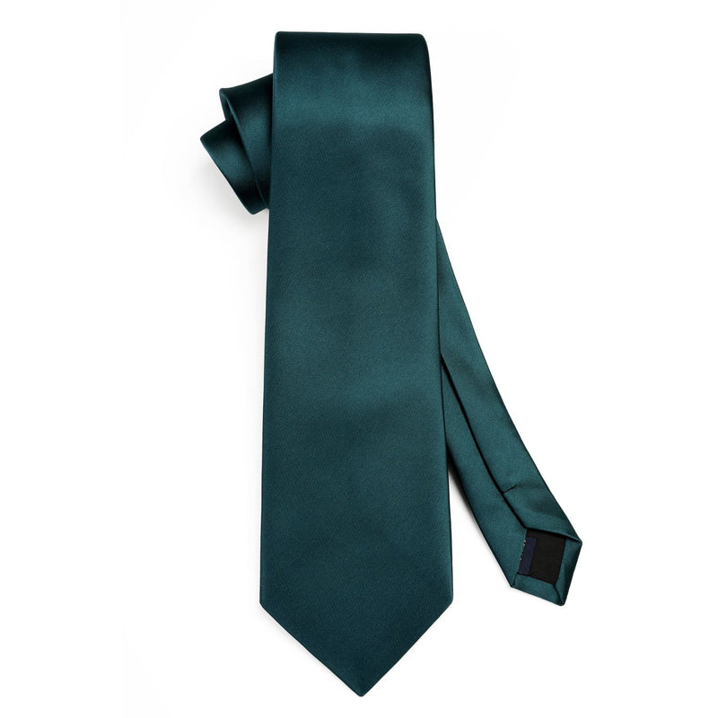 Solid Tie Handkerchief Set - DARK GREEN-SOLID 