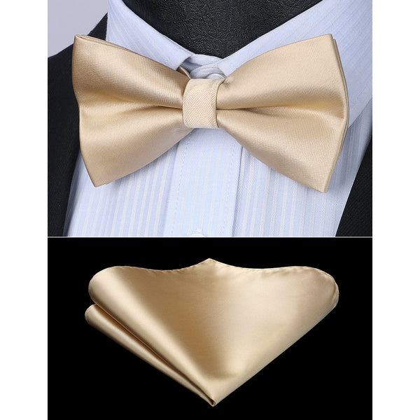 Solid Pre-Tied Bow Tie - 02-CHAMPAGNE 