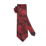 Paisley Tie Handkerchief Set - WINE RED 