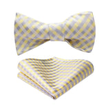 Plaid Bow Tie & Pocket Square - A-YELLOW1 