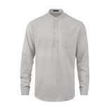 Casual Henley Shirt with Pocket - LIGHT GRAY 