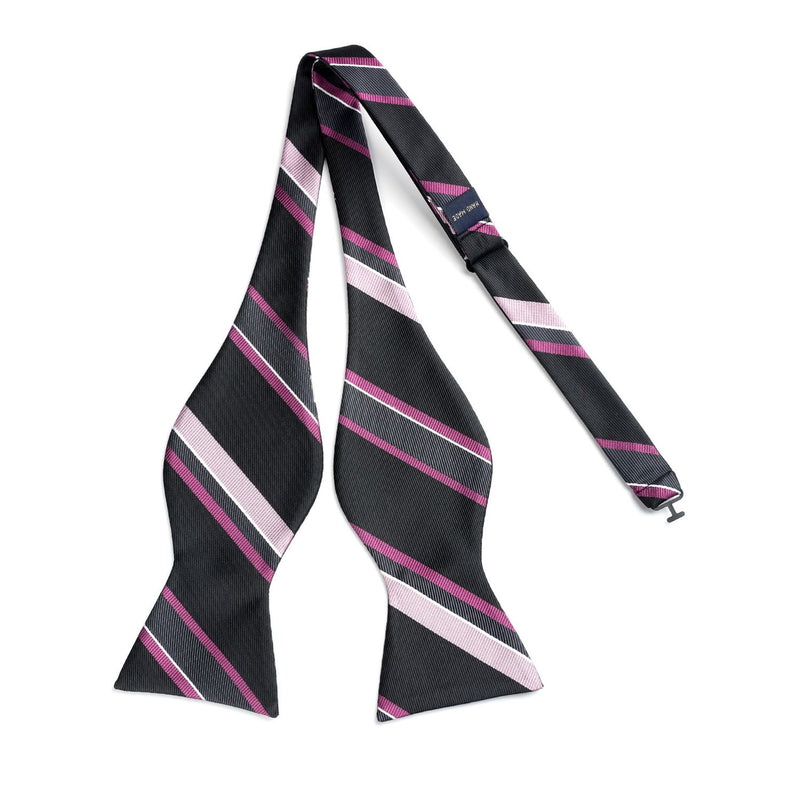 Stripe Bow Tie & Pocket Square - BLACK PINK