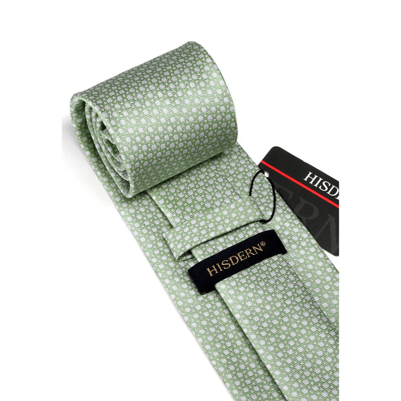 Houndstooth Tie Handkerchief Cufflinks - 01-SAGE GREEN 