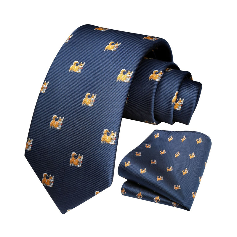 Dog Tie Handkerchief Set - NAVY BLUE 