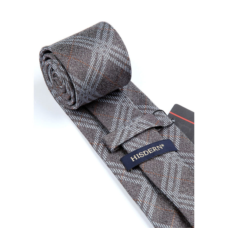 Stripe Tie Handkerchief Set - BROWN 