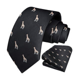 Giraffe Tie Handkerchief Set - BLACK 