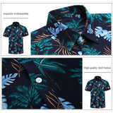 Funky Hawaiian Shirts with Pocket - NAVY BLUE/GOLD