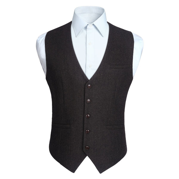 Formal Suit Vest - A-DARK BROWN-SMOOTH BACK 