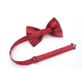 Solid Pre-Tied Bow Tie & Pocket Square - C-RED 2 