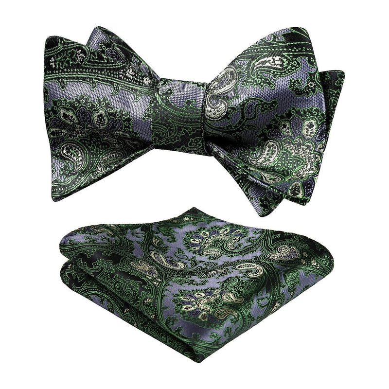 Floral Bow Tie & Pocket Square - GREE/GREY 