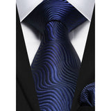 Houndstooth Tie Handkerchief Set - A-13 NAVY BLUE 