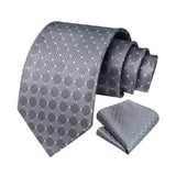 Plaid Tie Handkerchief Set - GREY 