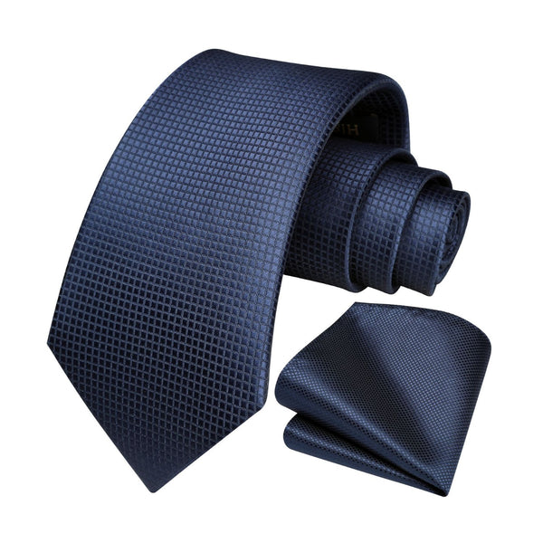 Plaid Tie Handkerchief Set - BLUE 2 