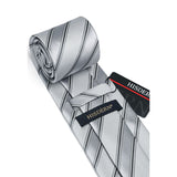 Stripe Tie Handkerchief Set - SILVER/GREY 