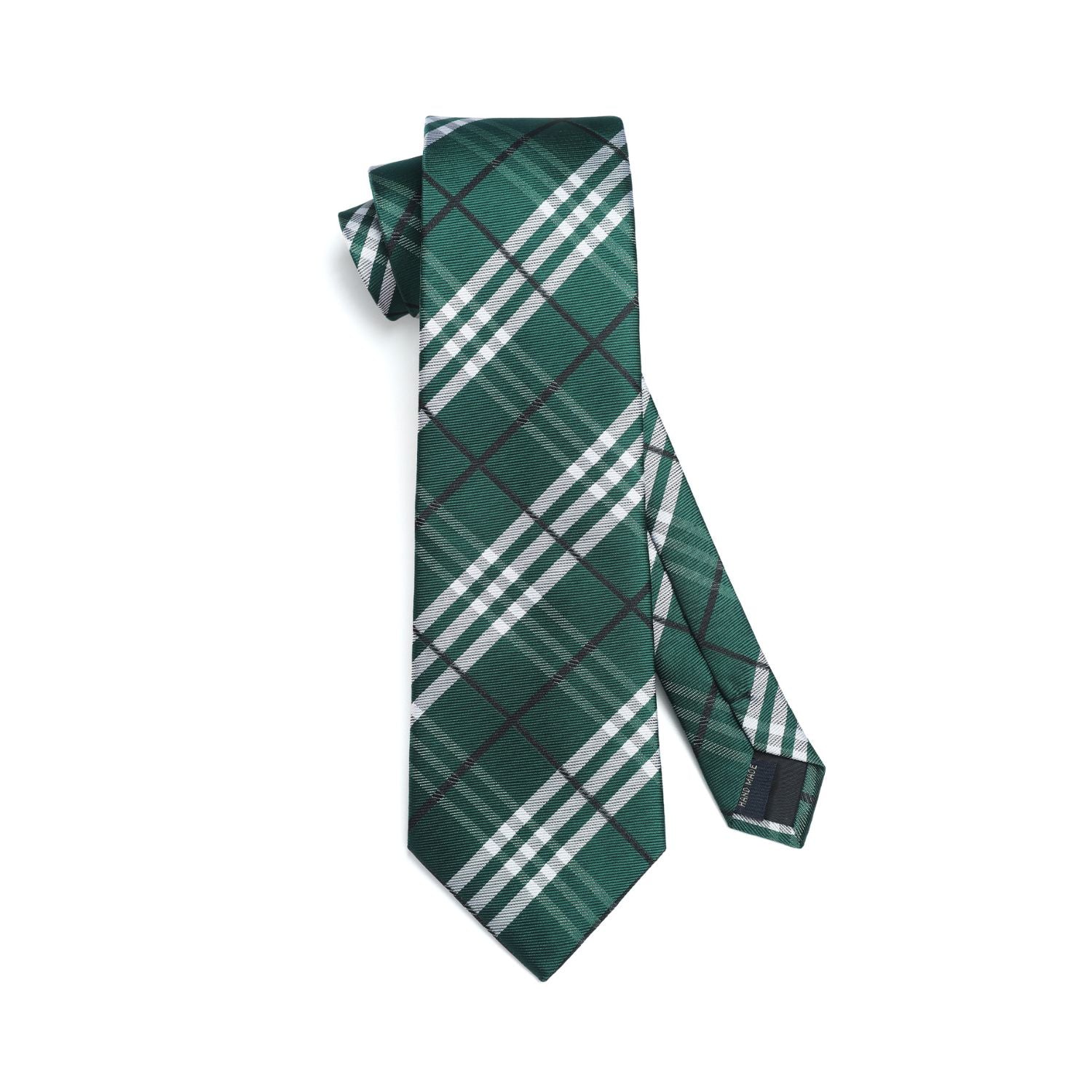 Plaid Tie Handkerchief Set - GREEN