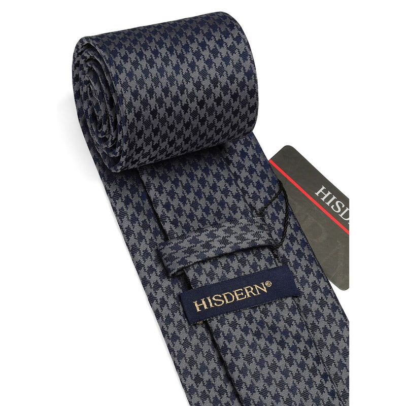 Stripe Tie Handkerchief Set - C-04 GREY/NAVY BLUE 