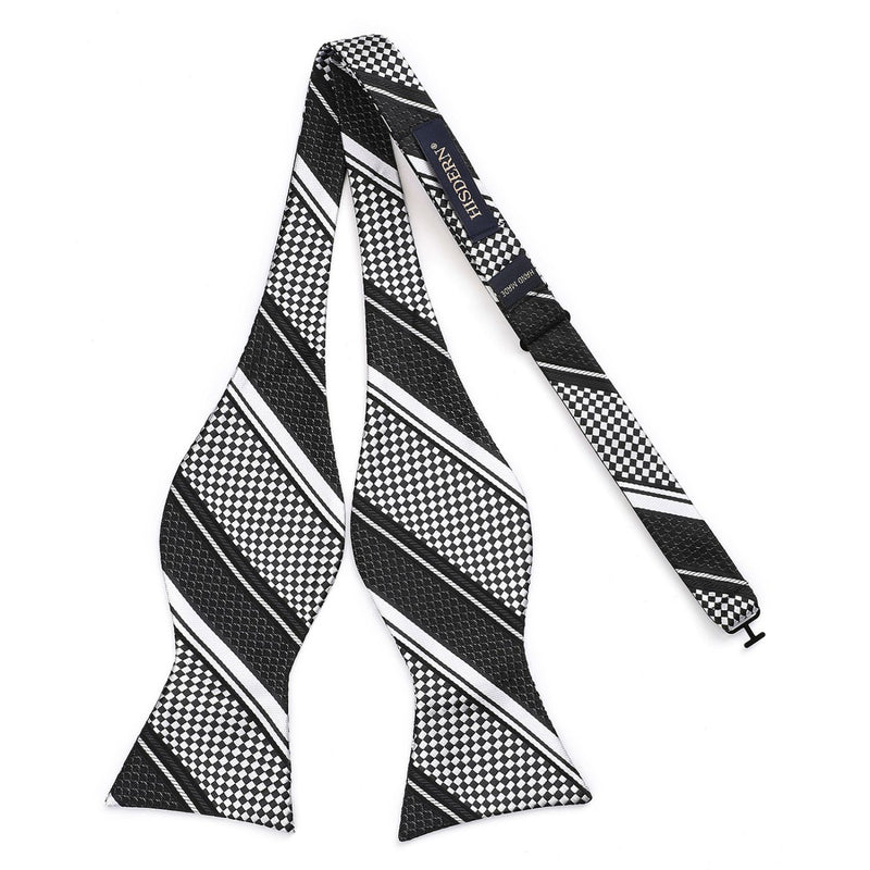 Stripe Bow Tie & Pocket Square - 01-BLACK/WHITE 