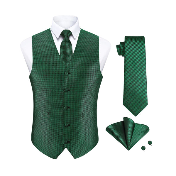 Plaid 4pc Suit Vest - GREEN