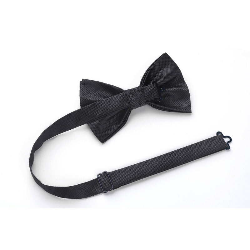 Solid Pre-Tied Bow Tie & Pocket Square - B-BLACK 3 