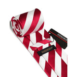 Stripe Tie Handkerchief Set - 06-RED/WHITE 