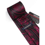 Paisley Tie Handkerchief Cufflinks -  BURGUNDY-2 