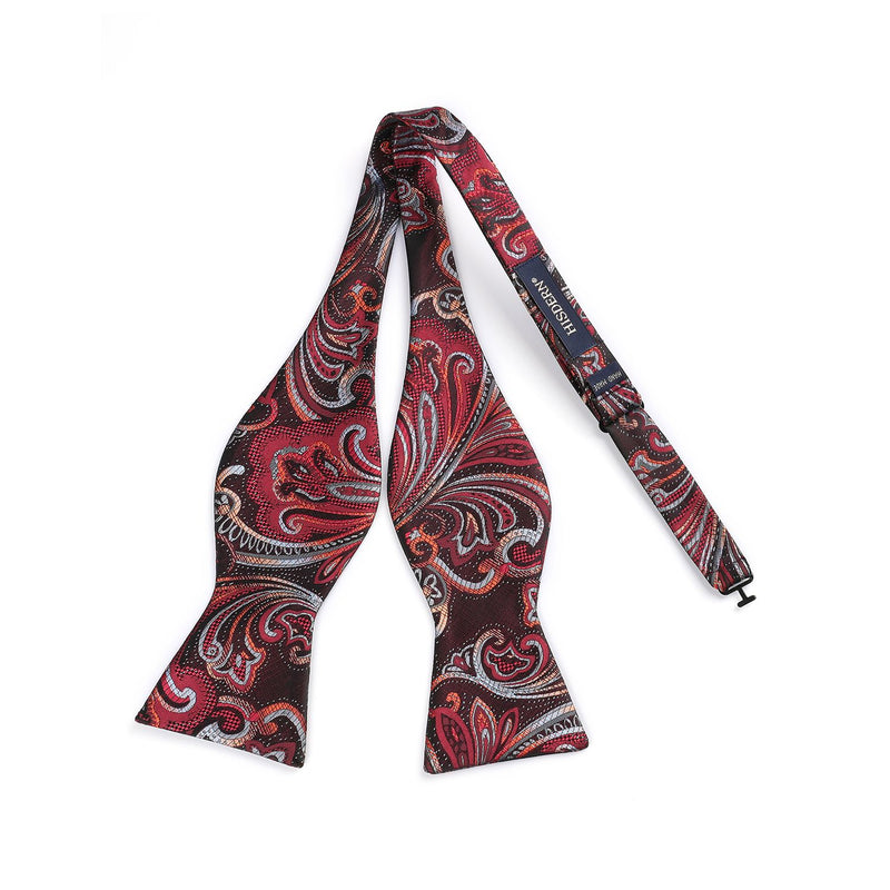 Paisley Bow Tie & Pocket Square - B-RED/GRAY 