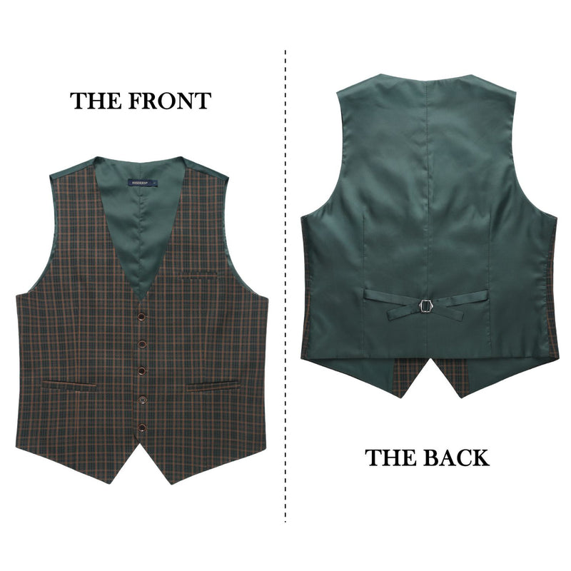 Plaid Slim Vest - B9-GREEN/ORANGE 