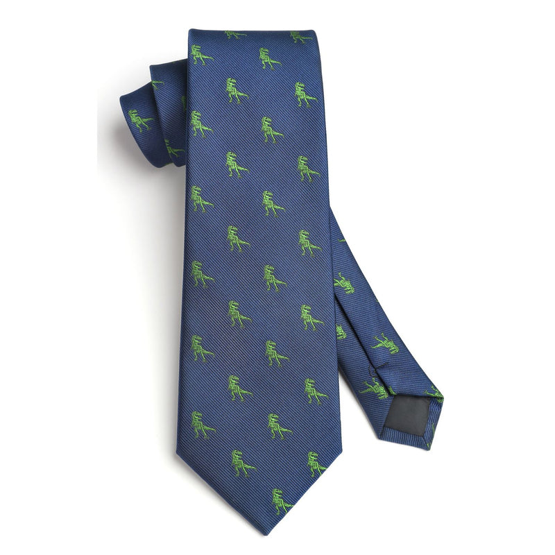 Dinosaur Tie Handkerchief Set - Z-NAVY BLUE 