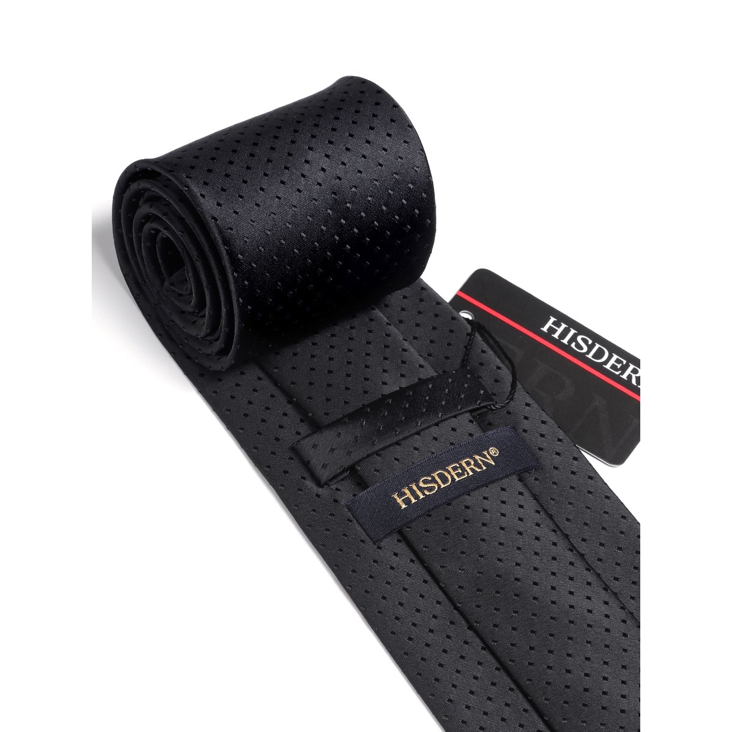 Polka Dot Tie Handkerchief Set - A2-BLACK01