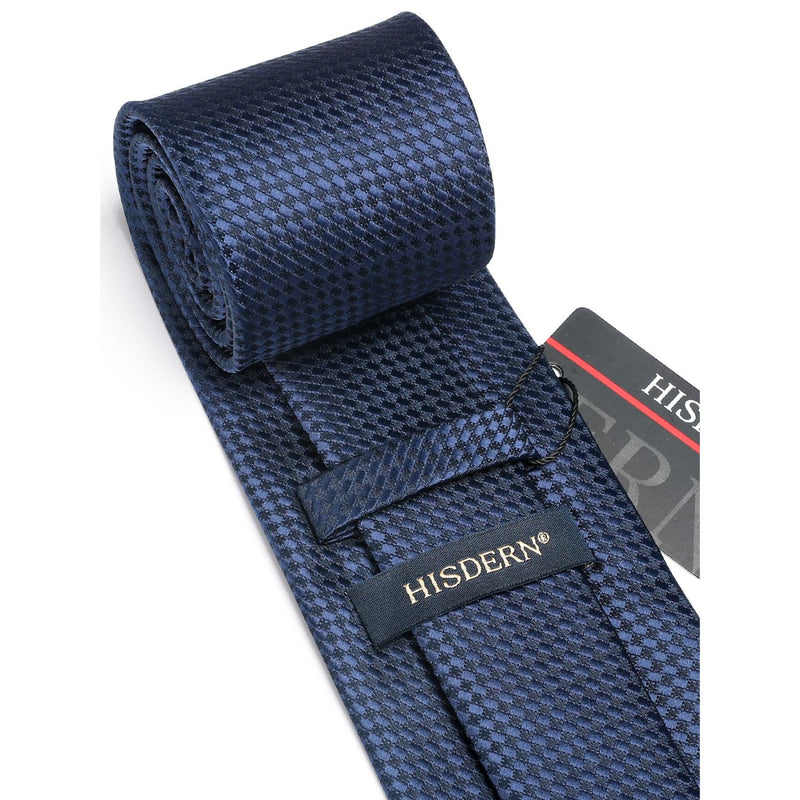 Houndstooth Tie Handkerchief Set - NAVY BLUE-1 