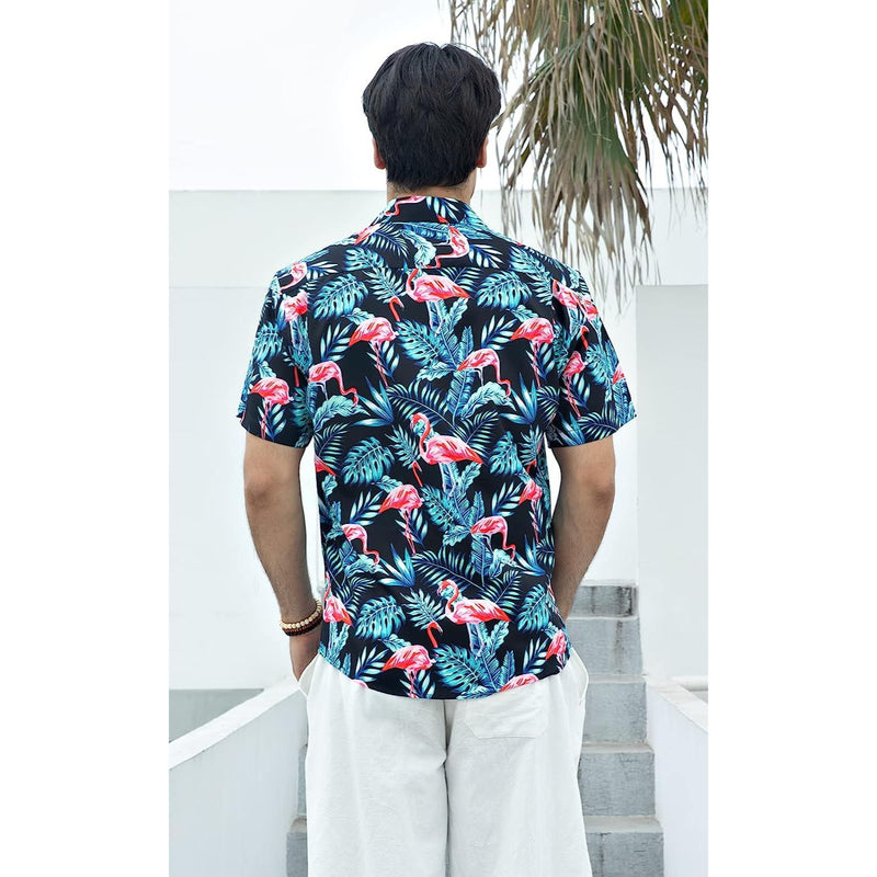 Hawaiian Tropical Shirts with Pocket - Z2-BLACK GREEN