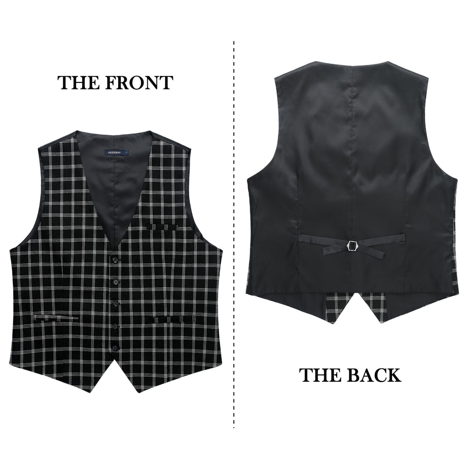 Plaid Slim Vest - A2-BLACK/WHITE
