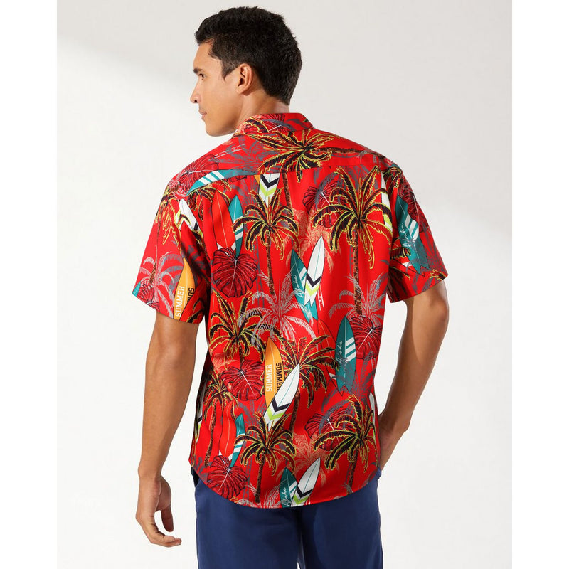 Summer Hawaiian Shirts with Pocket - 05-QRANGE RED