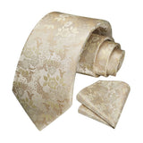 Floral Tie Handkerchief Set - GOLD FLORAL-7