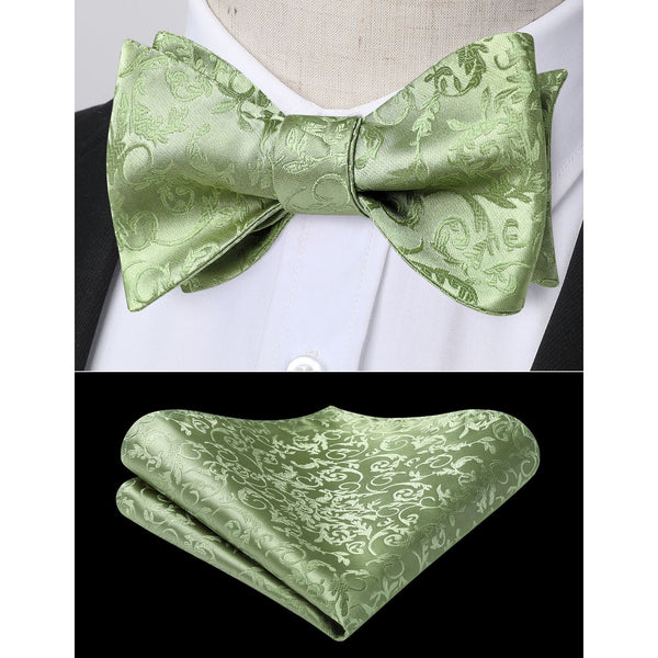 Floral Bow Tie & Pocket Square - GREEN 