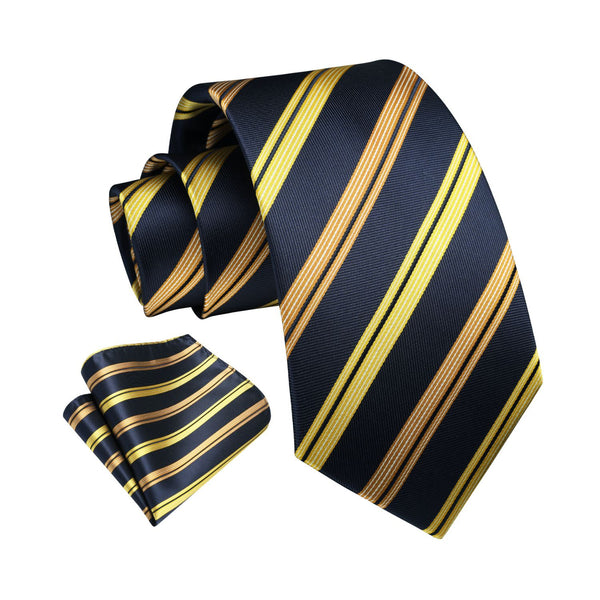 Stripe Tie Handkerchief Set - YELLOW 