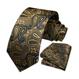 Paisley Tie Handkerchief Set - L3-GOLD BROWN 