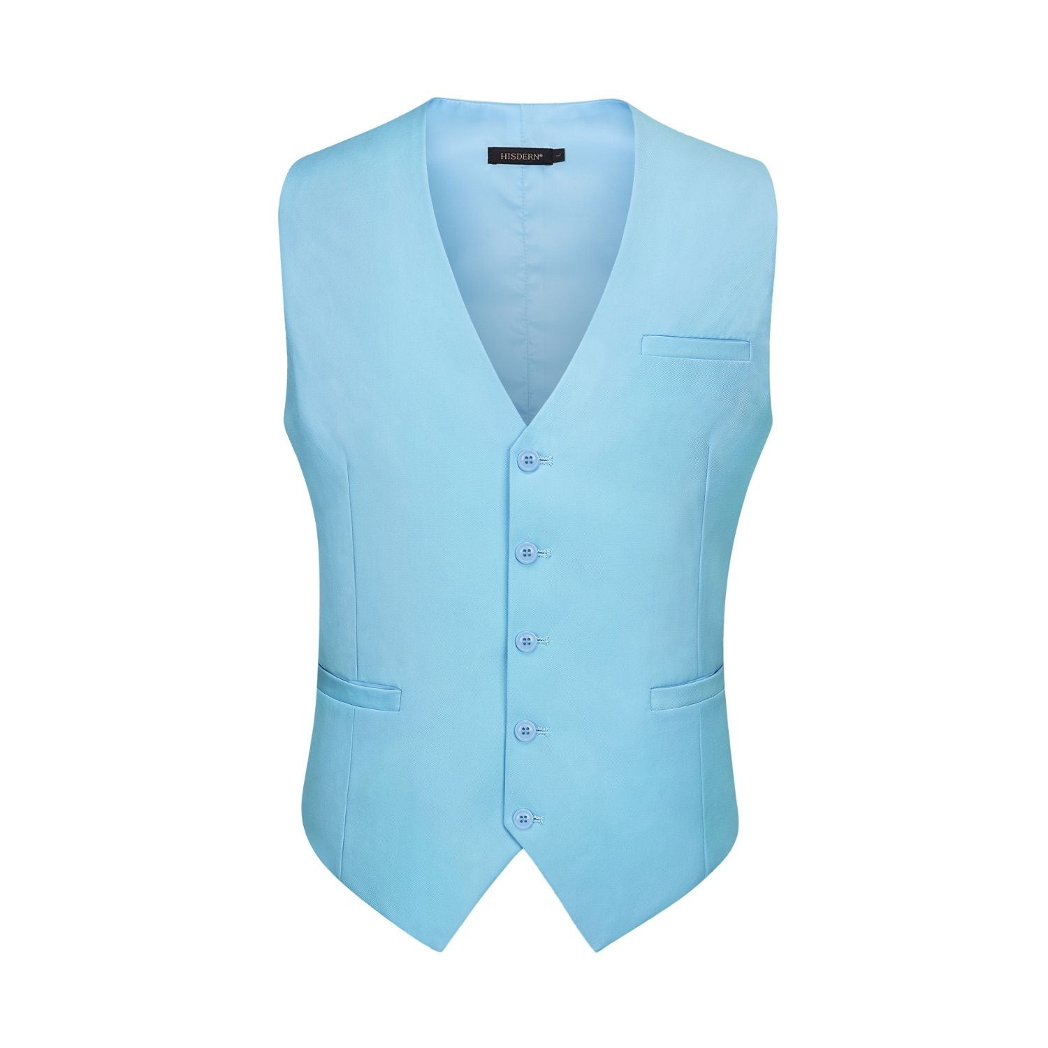 Hisdern Men's Blue Satin Suit Vest Formal Wear