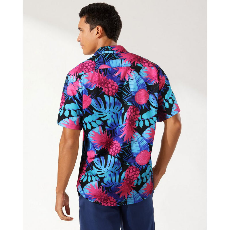 Summer Hawaiian Shirts with Pocket - 06-PURPLE/NAVY/BLACK