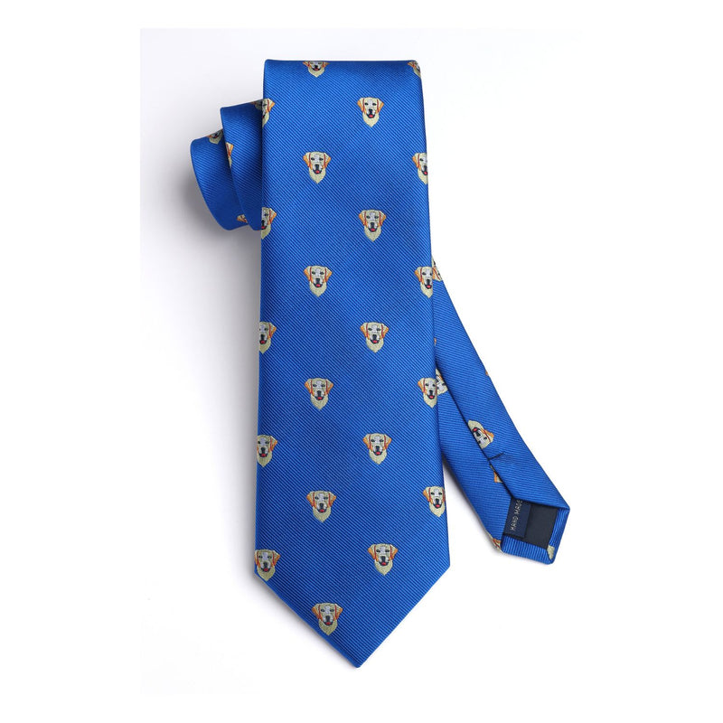 Golden Retriever Tie Handkerchief Set - BLUE 